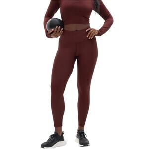 Athleta Interval High Rise Perforated Leggings Sz S TALL New $99 Garnet Red 27”
